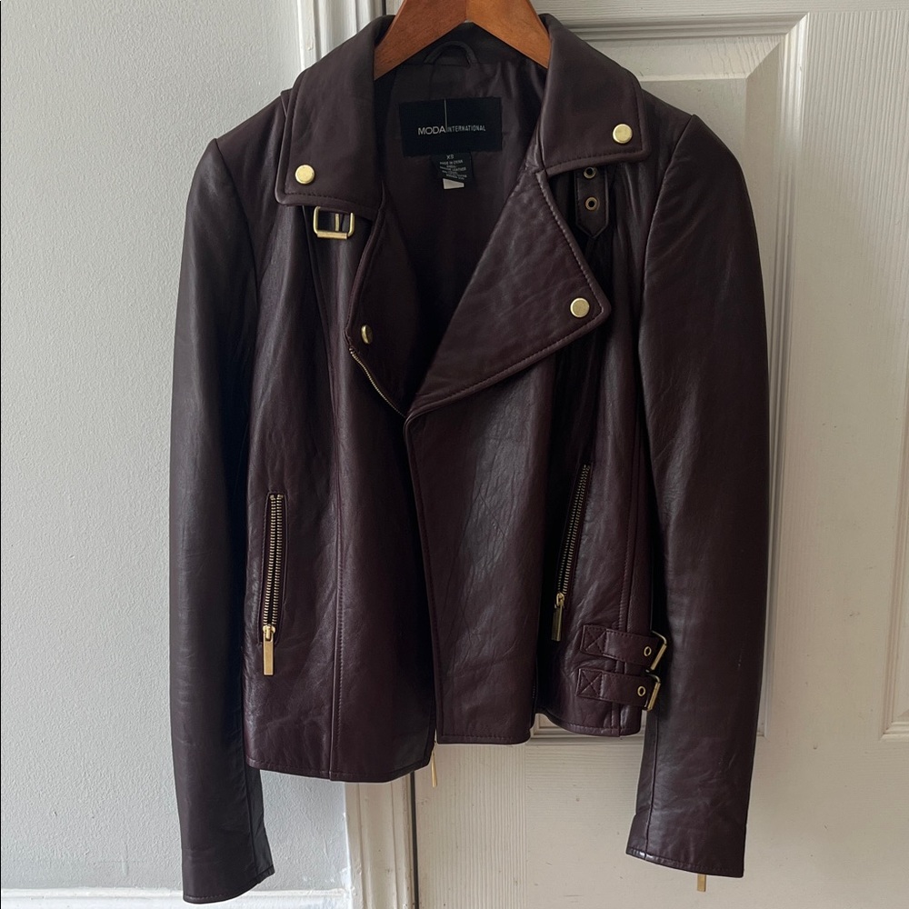 Moda International Women's Dark Brown Leather Jacket